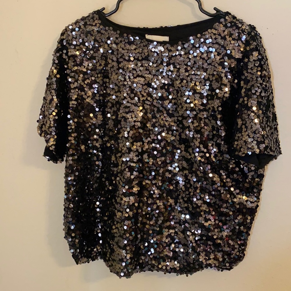 H&M black sequin top